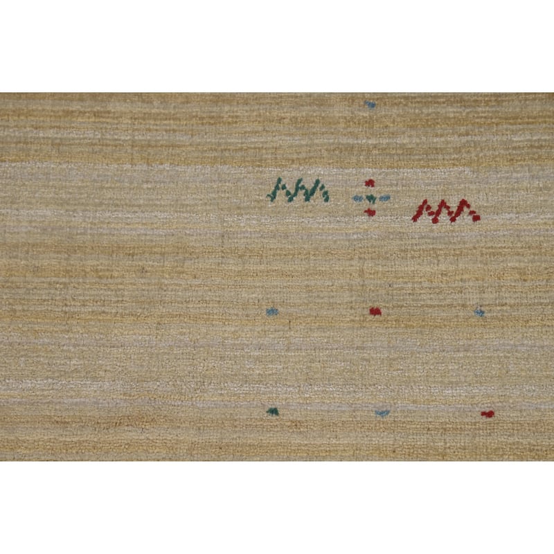 Hand Knotted Oriental 100% Wool Carpet Tribal Animal Pictorial Yellow & Gold Gabbeh Area Rug - 8' 1'' X 5' 0''