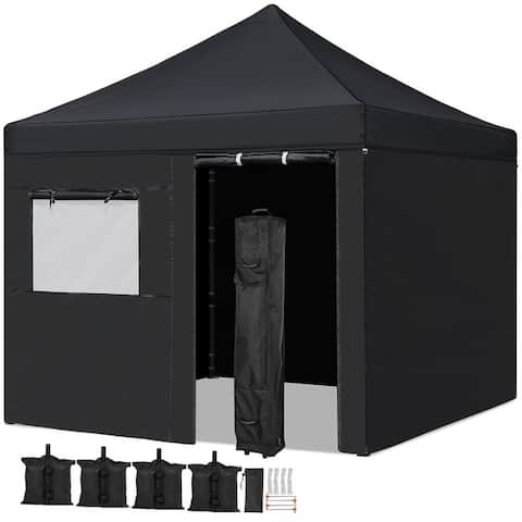 Yaheetech 10 x 10ft Adjustable Commercial Pop-up Canopy Tent with 4 Sidewalls