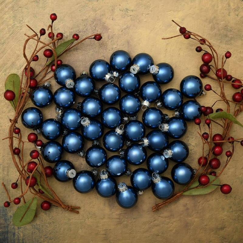 Shiny Finish Christmas Ball Ornaments 1.25" (30Mm) Midnight Blue 40Ct