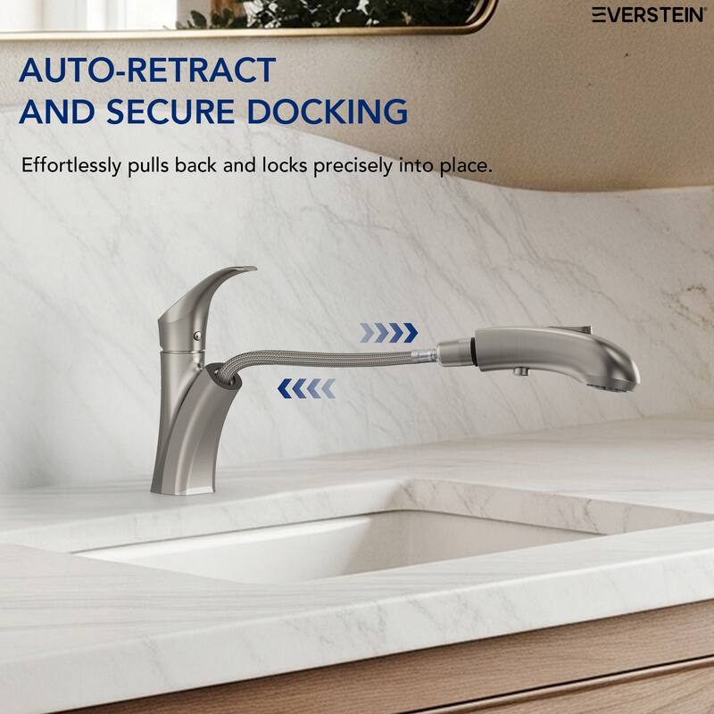 Single Handle Single Hole Pull-Out Basin Bathroom Faucet with Pop‑Up Drain