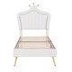 preview thumbnail 7 of 11, Upholstered Bed Frame w/Crown Headboard & LED for Kids,White - Twin
