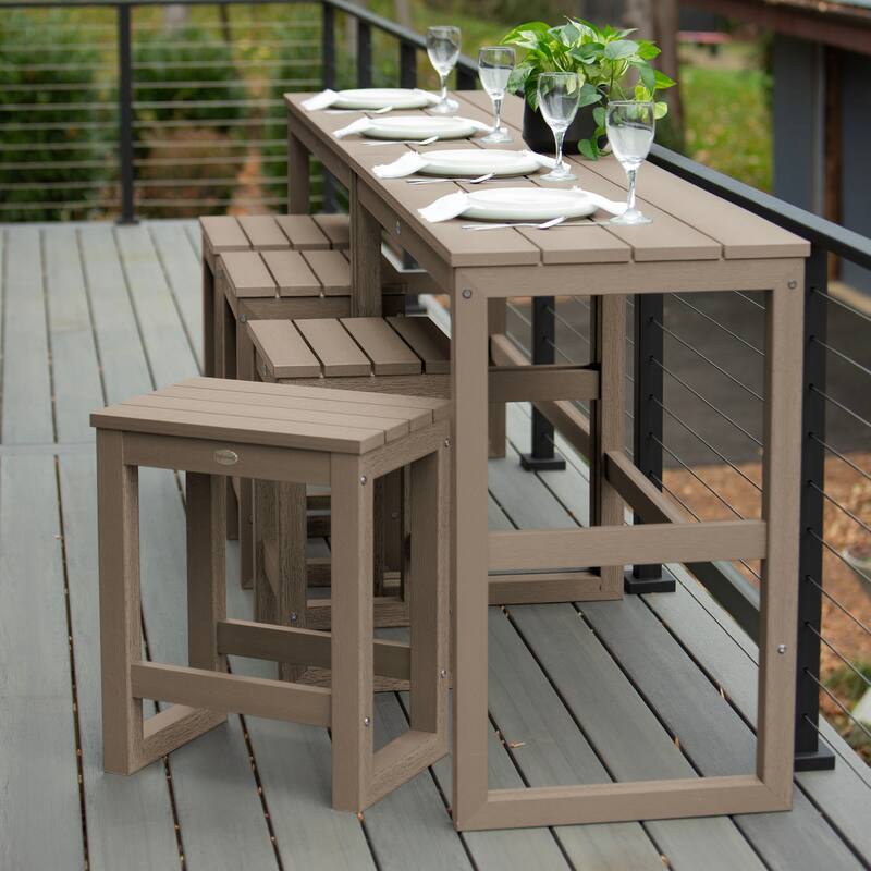HIGHWOOD Monroe Modern Counter Height Balcony Stool/Table 6-Piece Set - N/A