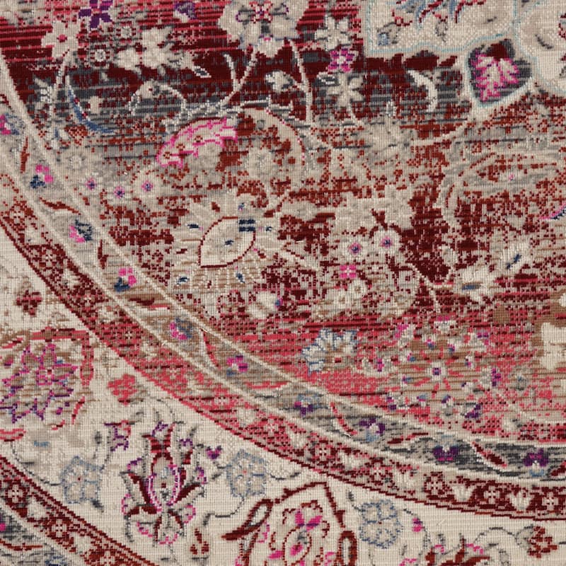 HomeRootsFloral Transitional Round Area Rug - 72' X '72' X '0.5