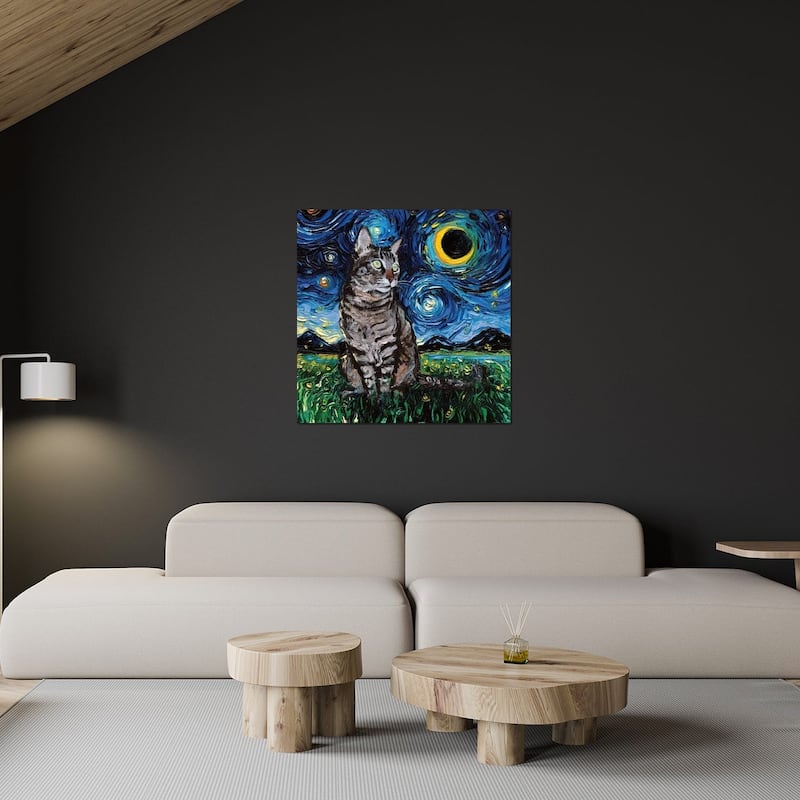 Tiger Cat Night Print On Acrylic Glass by Aja Trier