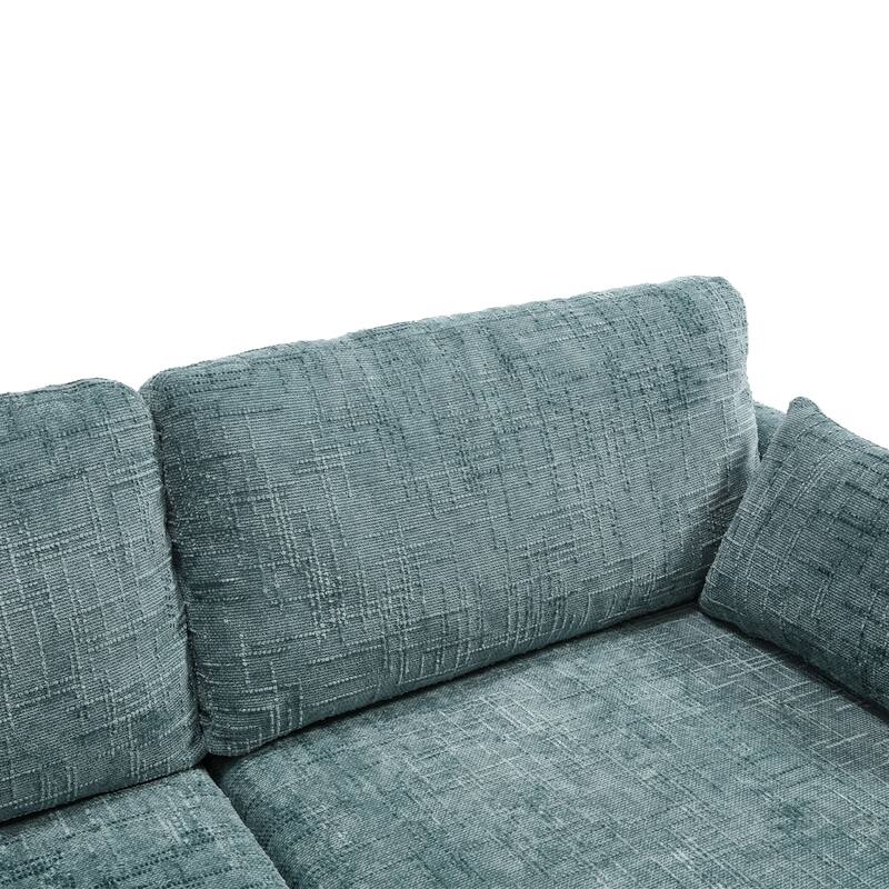 Modern Style Chenille 2-Seater Wood-Legged Sofa With Led Light,USB Charging Port And Storage Bag Living Room Bedroom Study Room