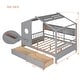preview thumbnail 27 of 34, Wooden House Bed with Roof, 2 Drawers, and Storage Shelf