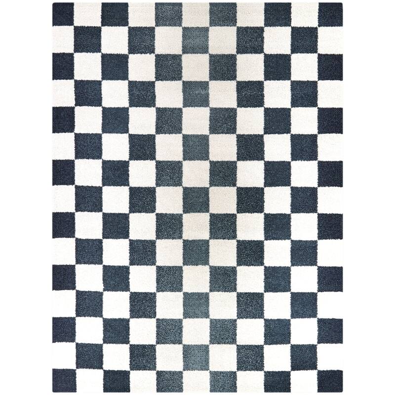 Conovici Modern Checkered Area Rug - 5'3" x 7' - Blue