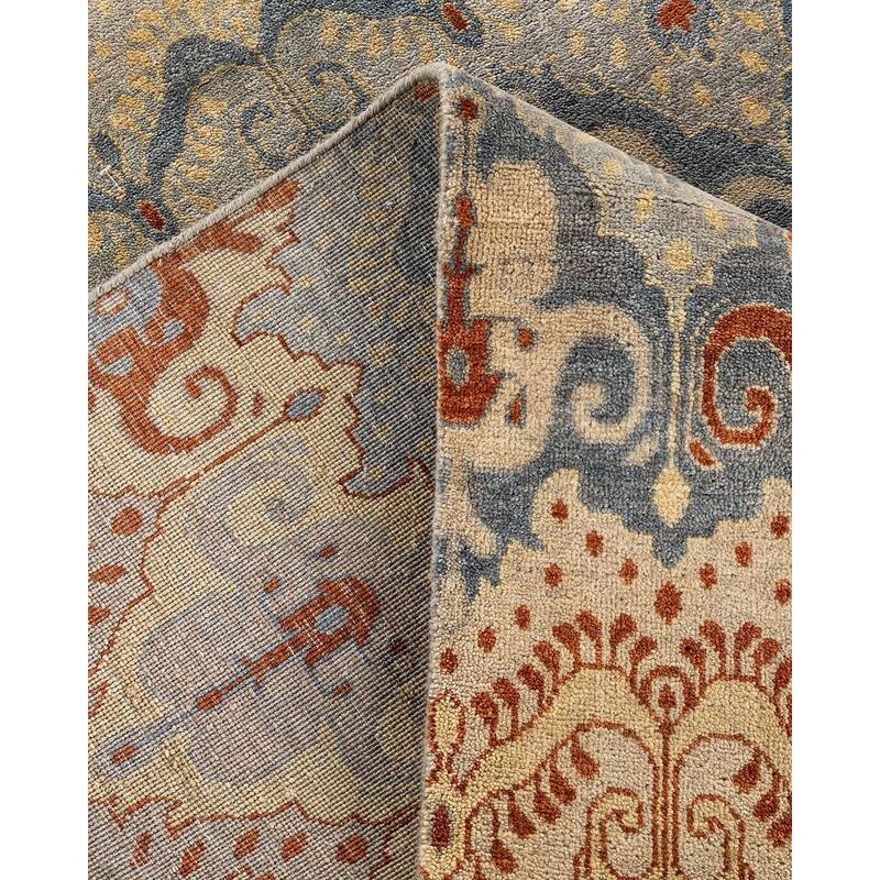 Ikat One-of-a-Kind Hand-Knotted Area Rug - Gray, 9' 3" x 12' 3" - 9' 3" x 12' 3"