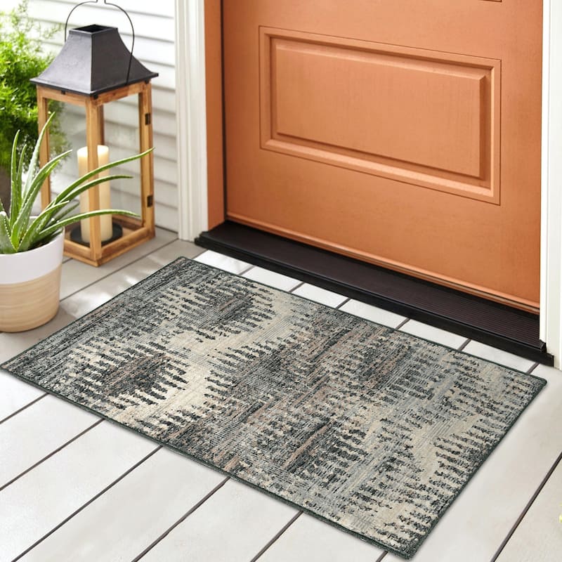 Indoor/ Outdoor Addison Bravado Modern Chevron Washable Area Rug - 1'8" x 2'6" - Shadow