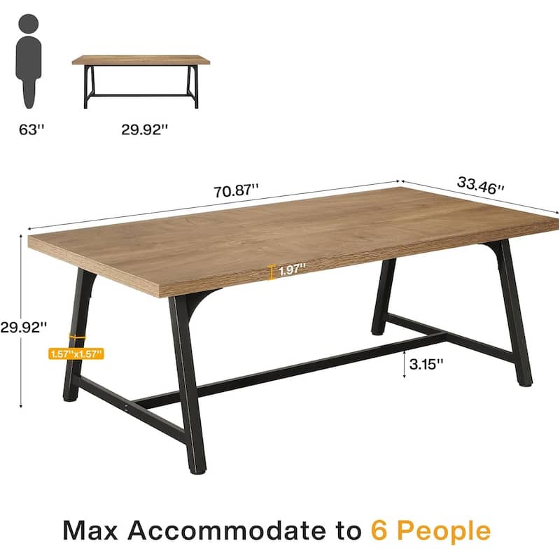 71-inch Dining Table for 8 People, Wood Kitchen Table for Big Family