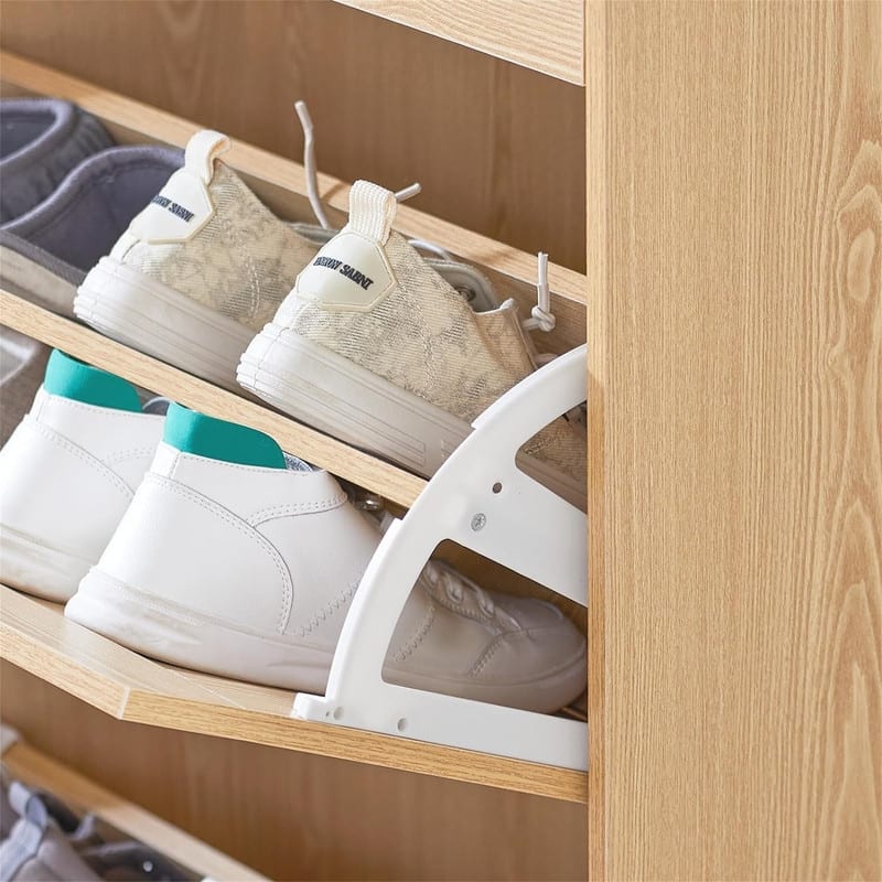 Natural Shoe Storage Cabinet with 3 Flip-Drawers - 9.1"D x 23.4"W x 45.2"H
