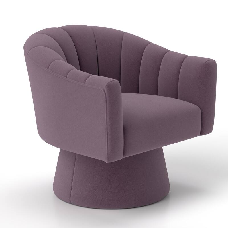 SEYNAR Modern Glam Velvet Upholstered Round Swivel Accent Arm Barrel Chair for Living Room