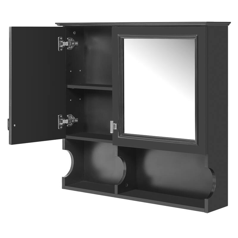 GDFStudio - Avenley Modern Wall-Mounted Bathroom Medicine Cabinet with Mirror, Doors and Open Shelves & Adjustable Shelf - 30"W