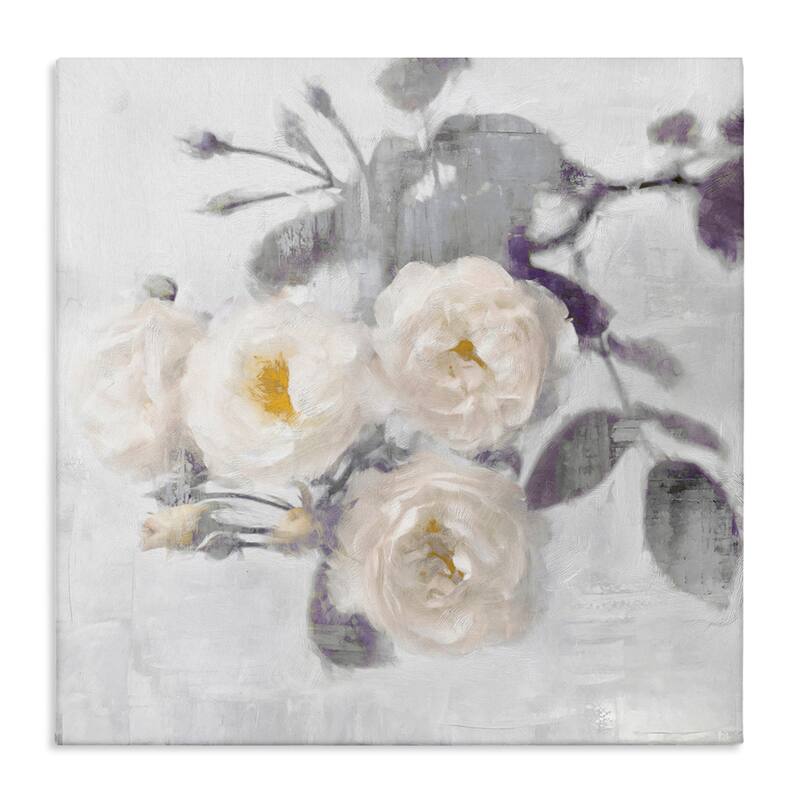 Stupell White Blooms on Grey Canvas Wall Art Design By Emily Ford - 24 x 24