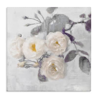 Stupell White Blooms on Grey Canvas Wall Art Design By Emily Ford