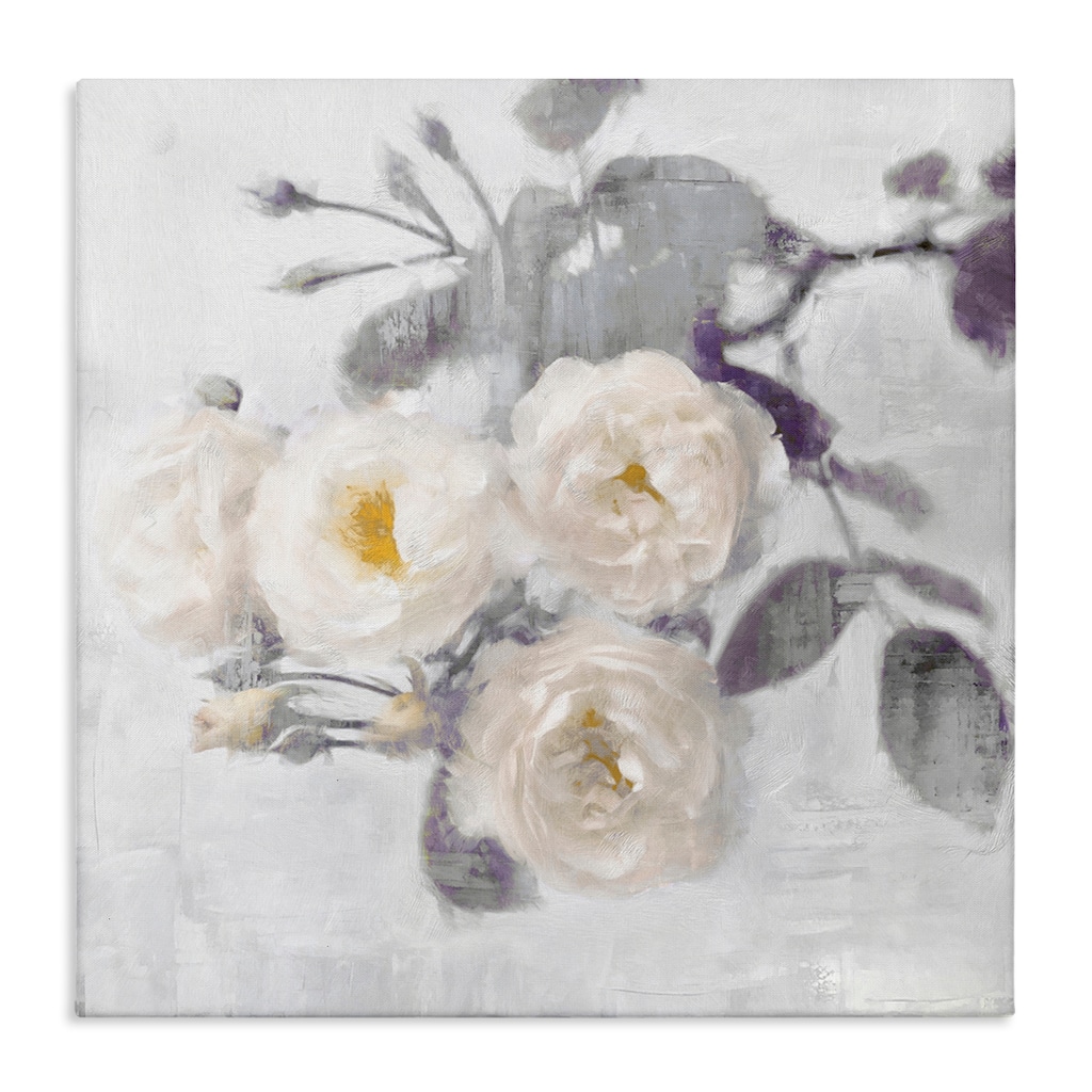 Stupell White Blooms on Grey Canvas Wall Art Design By Emily Ford