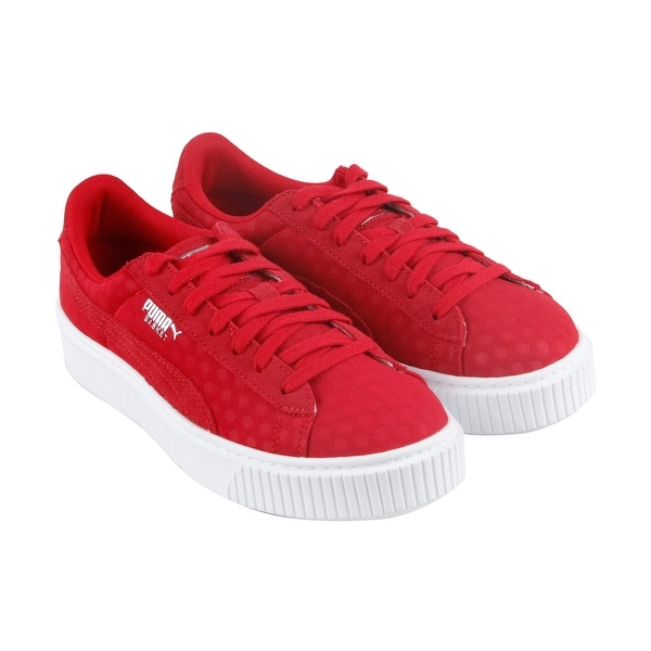 Womens Red Suede Lace 