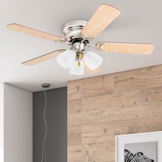 42" Prominence Home Whitley Satin Nickel Indoor LED Ceiling Fan with Light, Pull Chain