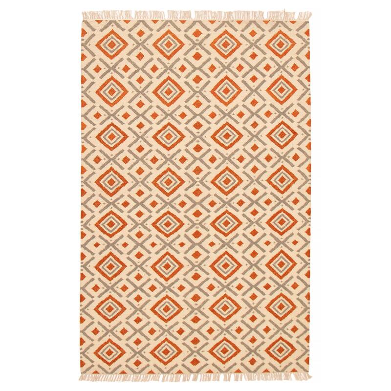Ankara FW Cream Kilim 5'3" x 8'4" - 5'3 x 8'4 - Cream - 5'3 x 8'4