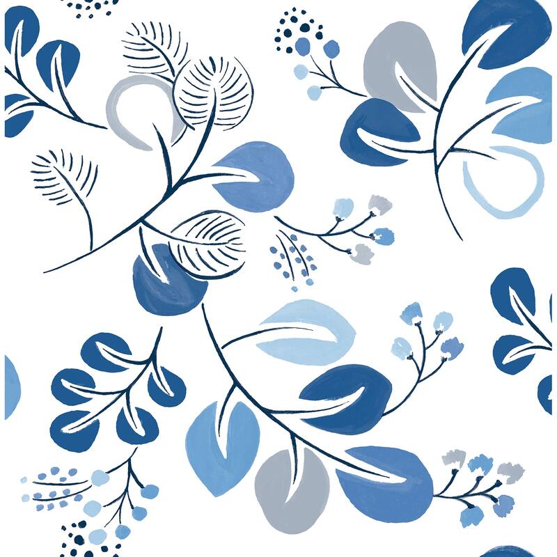 A-Street Prints Jonah Blue Leaf Trail Wallpaper