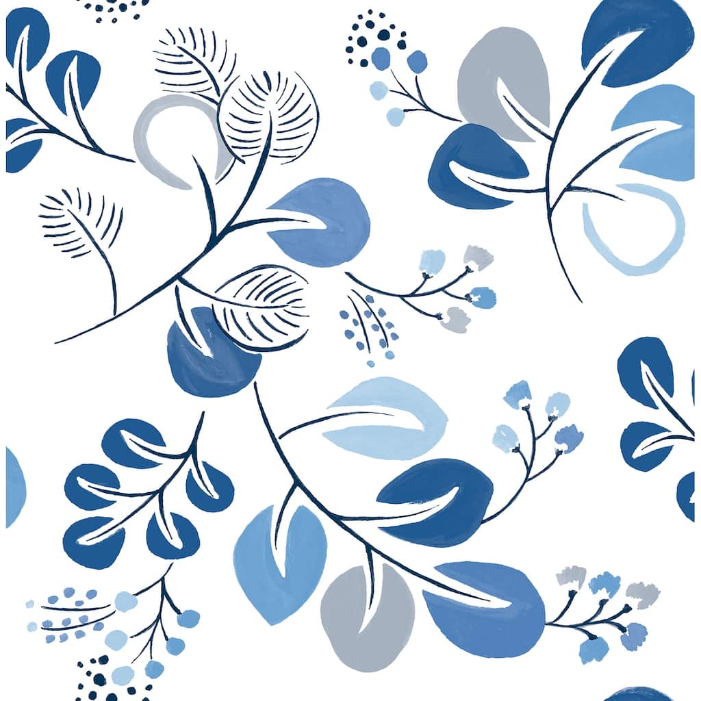 A-Street Prints Jonah Blue Leaf Trail Wallpaper