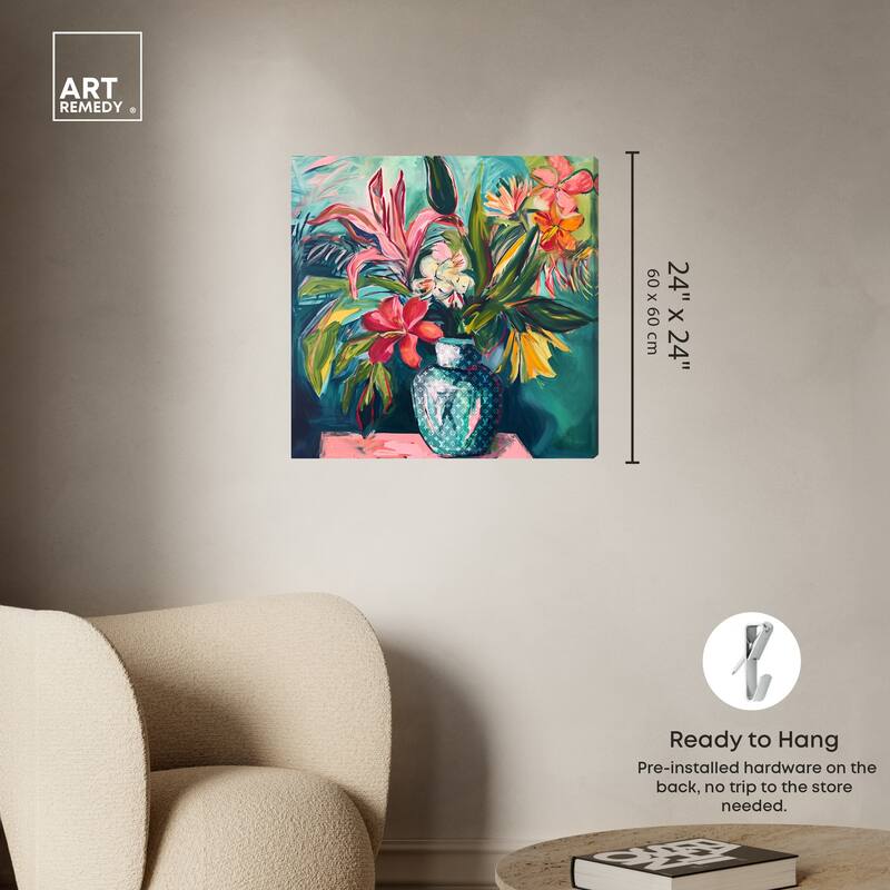 Art Remedy Vase Of Tropical Flowers Gallery Wrapped Flowers In Vase Paintings