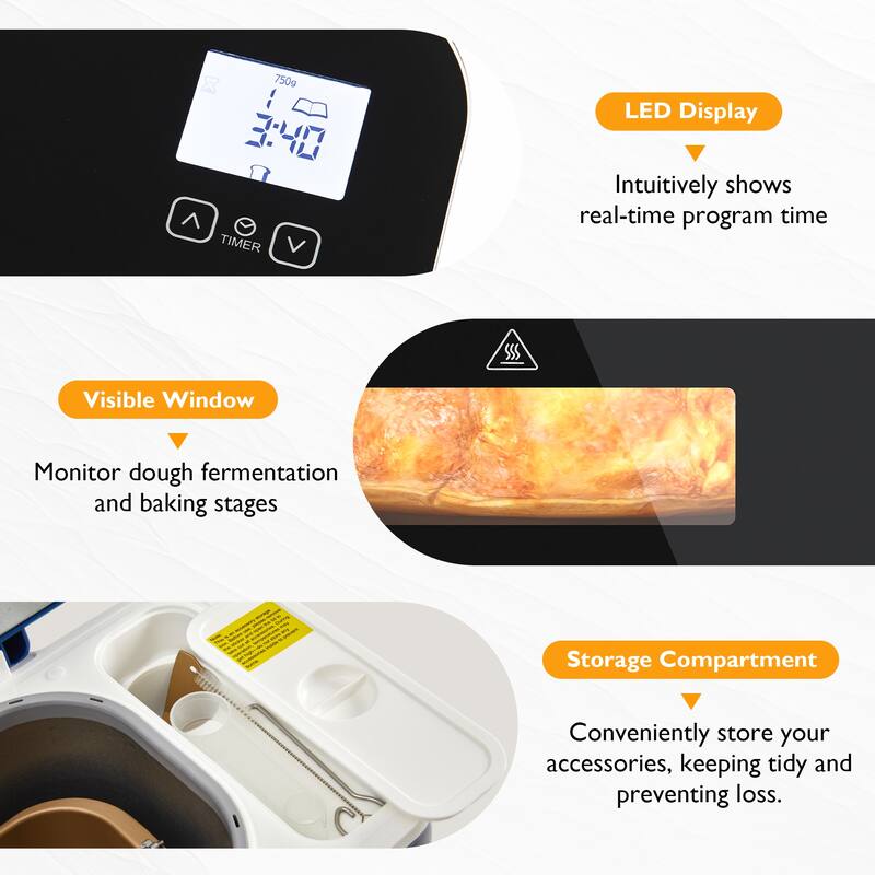 Bread Maker Machine, 21 Customizable Settings, Up to 2.2lb Loaves