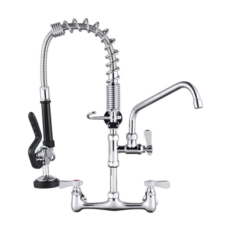 WOWOW Pull Down Sprayer Commeicial Faucet with Pre-Rinse Sprayer - 21inch - Polished Chrome