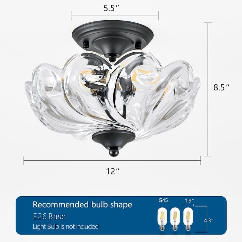3-light ceiling light black bedroom light glass entryway light