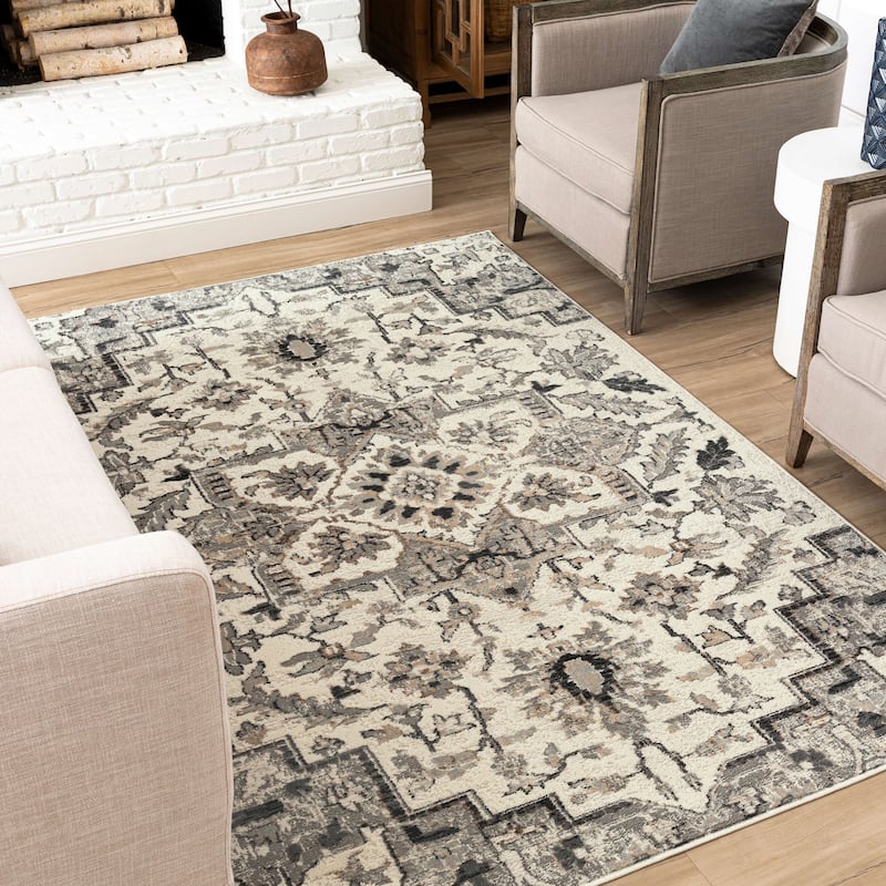 Mohawk Home Pandora Floral Ornamental Medallion Woven Area Rug