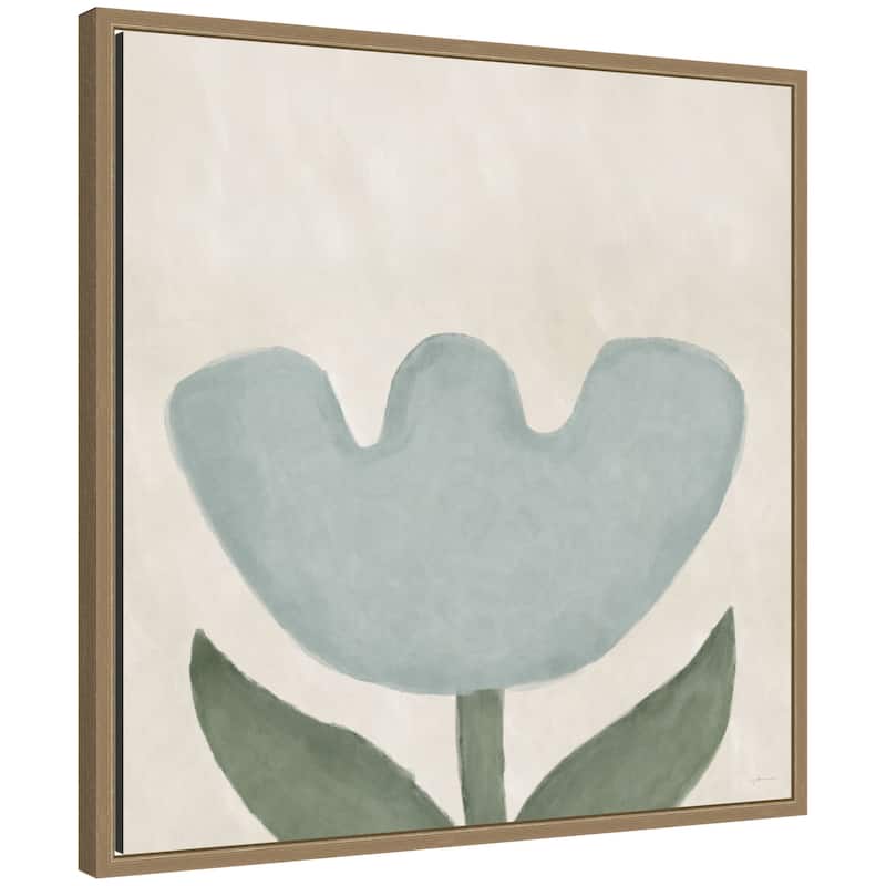 Kate and Laurel Blue Flower by Gabrielly Guedes Framed Canvas Wall Art Print - 22x22 - Gold