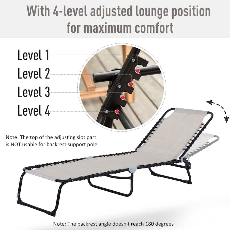 Outsunny Folding Chaise Lounge Chair Portable Lightweight Reclining Garden Sun Lounger with 4-Position Adjustable Backrest