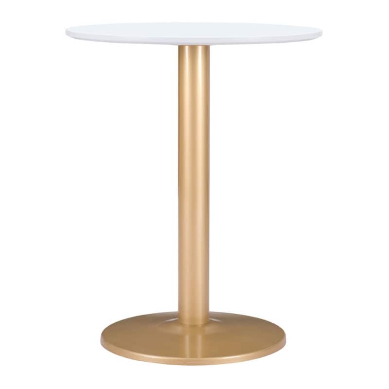 Gold and White Round Bistro Dining Table for Kitchen or Bar - 23.60” x 23.60” x 29.50”