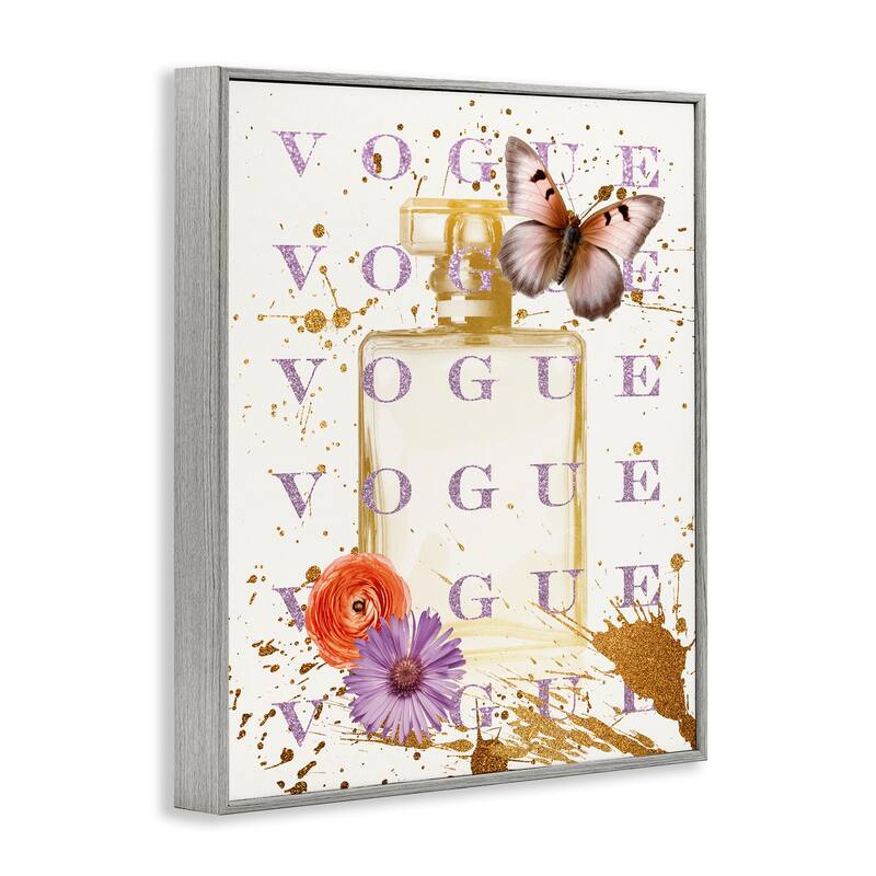 Stupell Butterfly & Floral Perfume Framed Giclee Art Design By Susan Arnot
