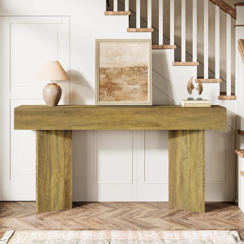 63 Inches Farmhouse Console Table, Narrow Long Sofa Table Behind Couch