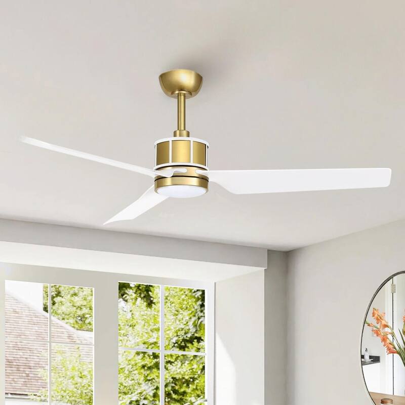 52" Modern 3-Blade Indoor Ceiling Fan with Dimmable LED and Remote Control
