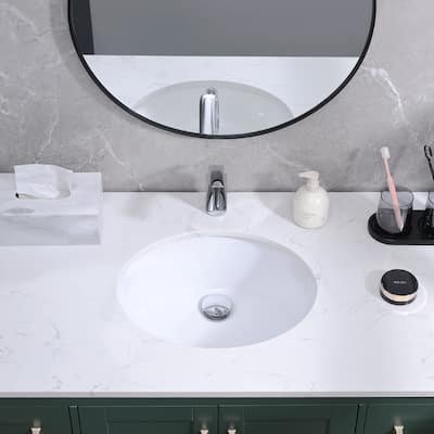 Vanityfair 19 in. Undermount Oval Bathroom Sink with Overflow in White Ceramic