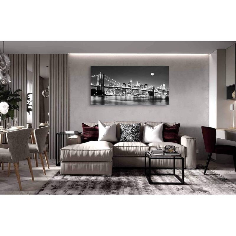Night New York City Scene Picture Paintings Black and white Wall Art