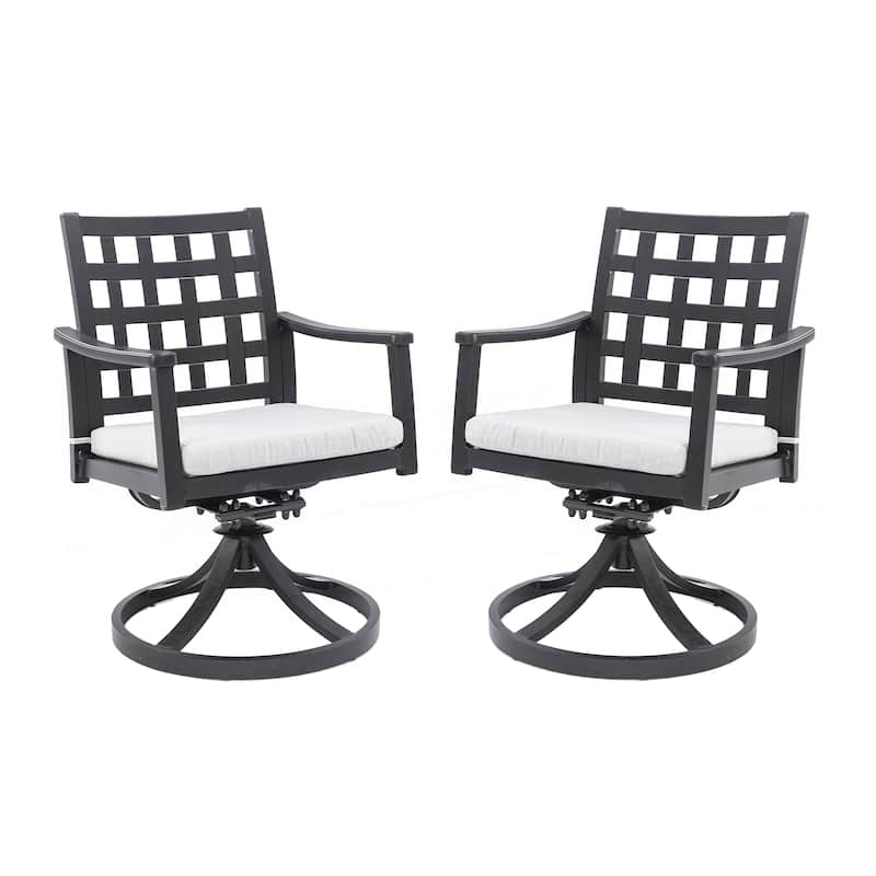 Outdoor Patio Cast Aluminum 2PCs Dining Swivel Rockers