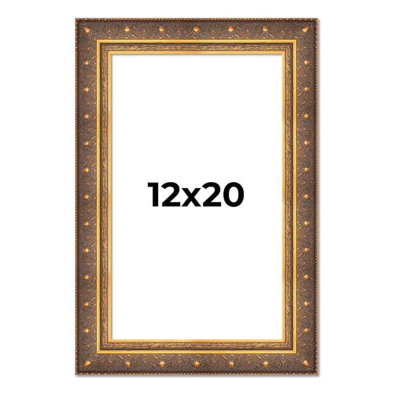 12x20 Frame Vintage Gold Solid Wood Picture Frame | 2.5 Inch Moulding