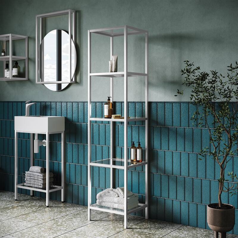 Pierre 16"X65"X14" Freestanding Linen Cabinet In Chrome