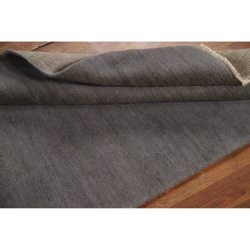 Gray Gabbeh Modern Rug Handmade Wool Carpet - 3'5" x 4'11"