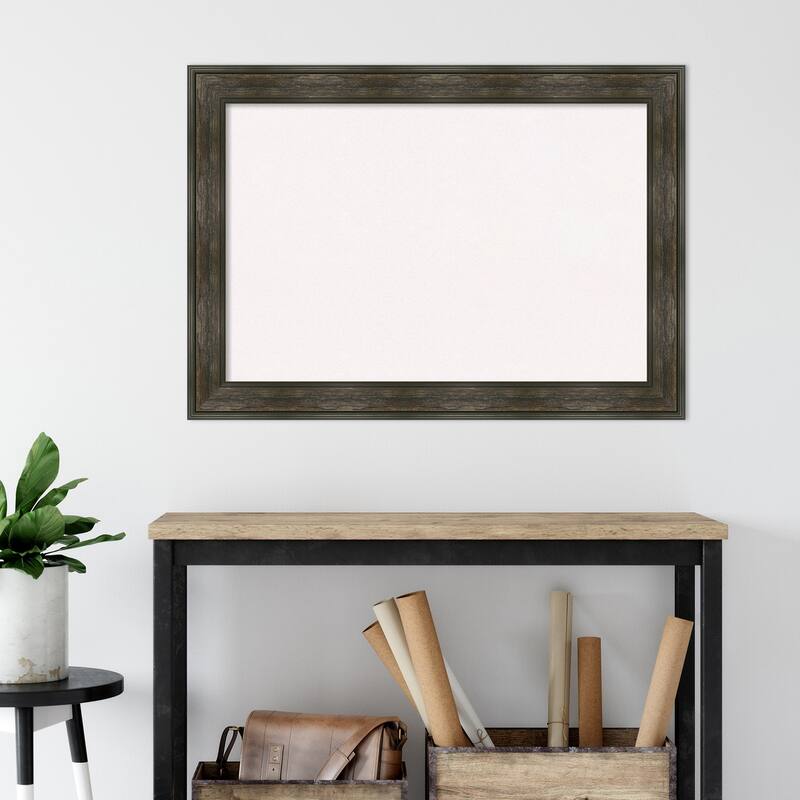 Rail Rustic Char Framed White Corkboard Bulletin Board