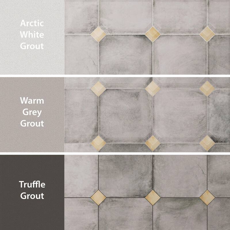 Merola Tile Laverton Octagon Gris with Taco Beige 7-7/8" x 7-7/8" Porcelain Floor and Wall Tile