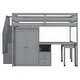preview thumbnail 35 of 58, Full Size Multifunctional Loft Bed with Wardrobe With Shelves,A Side Desk With 2 Drawers,A Movable Table