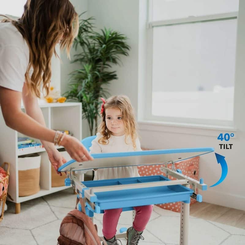 Mount-It! Height Adjustable Kid's Desk Set with Chair Blue