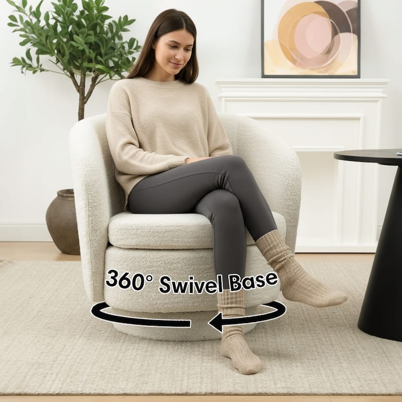 Modern Boucle Swivel Accent Chairs