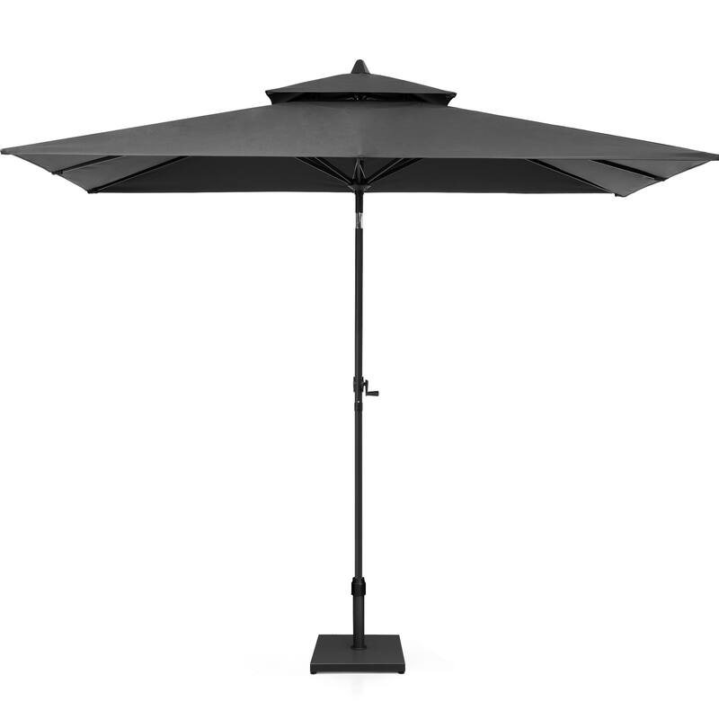 Pellebant 9 x 5 Ft Outdoor Double Top Market Umbrella with Base - Black