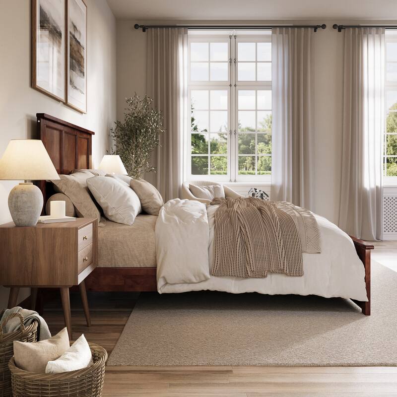 Charlotte Solid Wood Low Profile Platform Bed with Matching Footboard