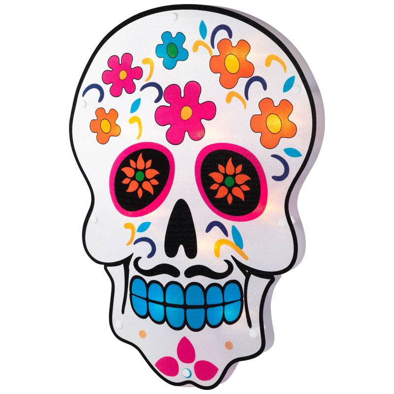 15" Day of the Dead Sugar Skull Halloween Window Silhouette Decor